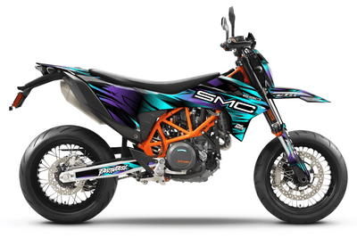 KTM SUPERMOTO Full Graphics Kit | Stock V3 Teal purple