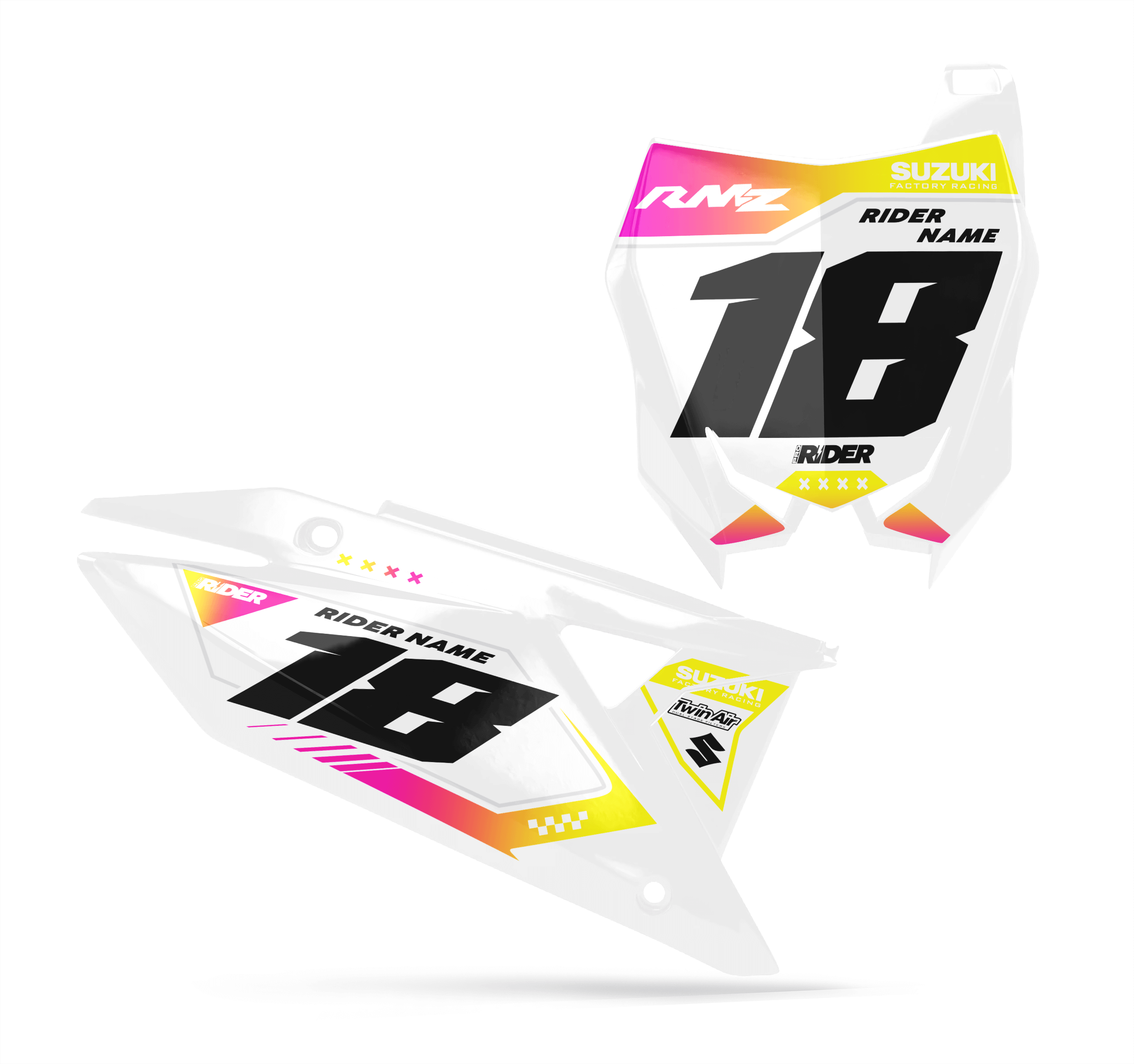 SUZUKI Custom Number Plates | Glow Flex White Pink