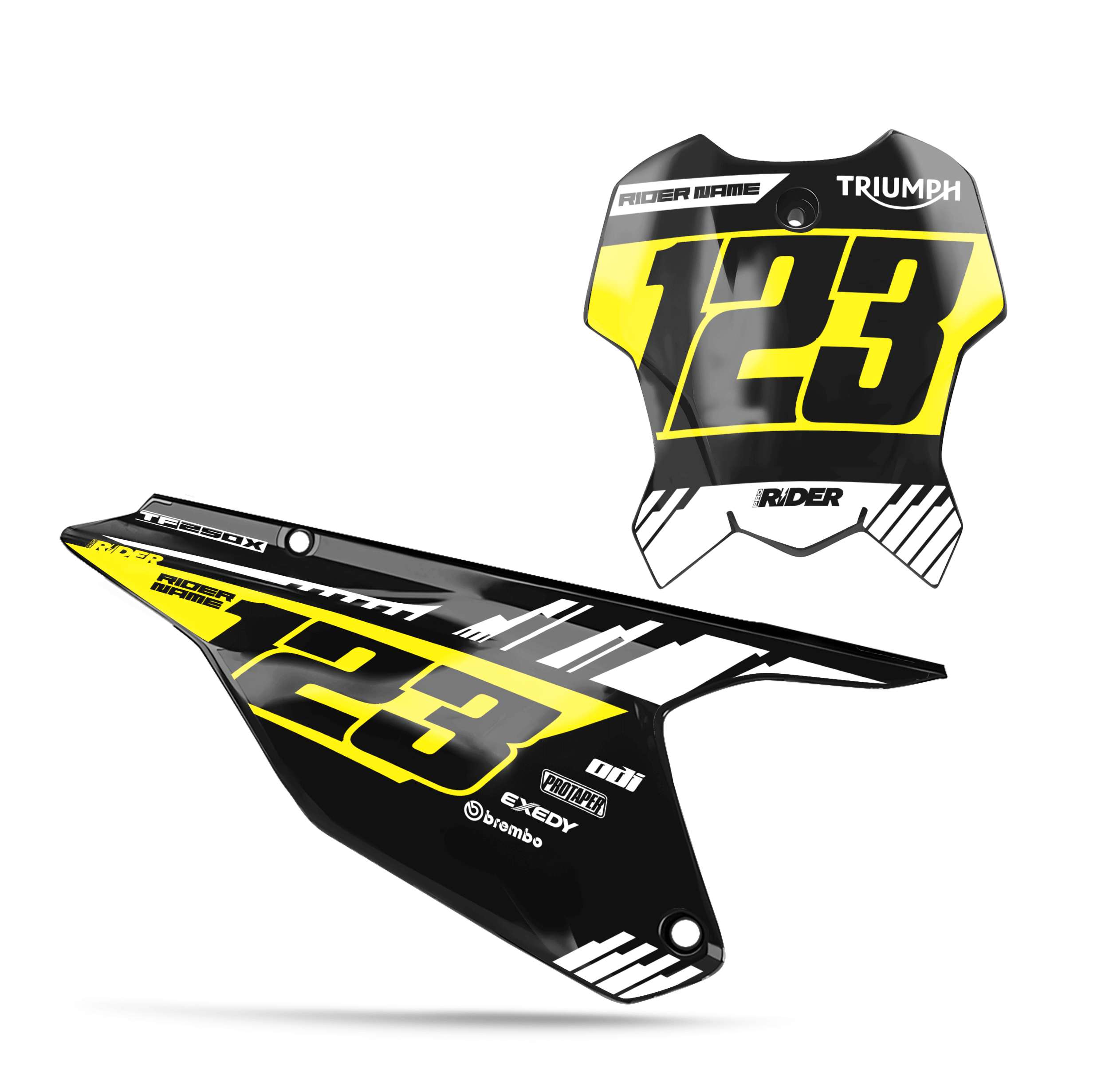 TRIUMPH Custom Number Plates | Maxan Black Yellow