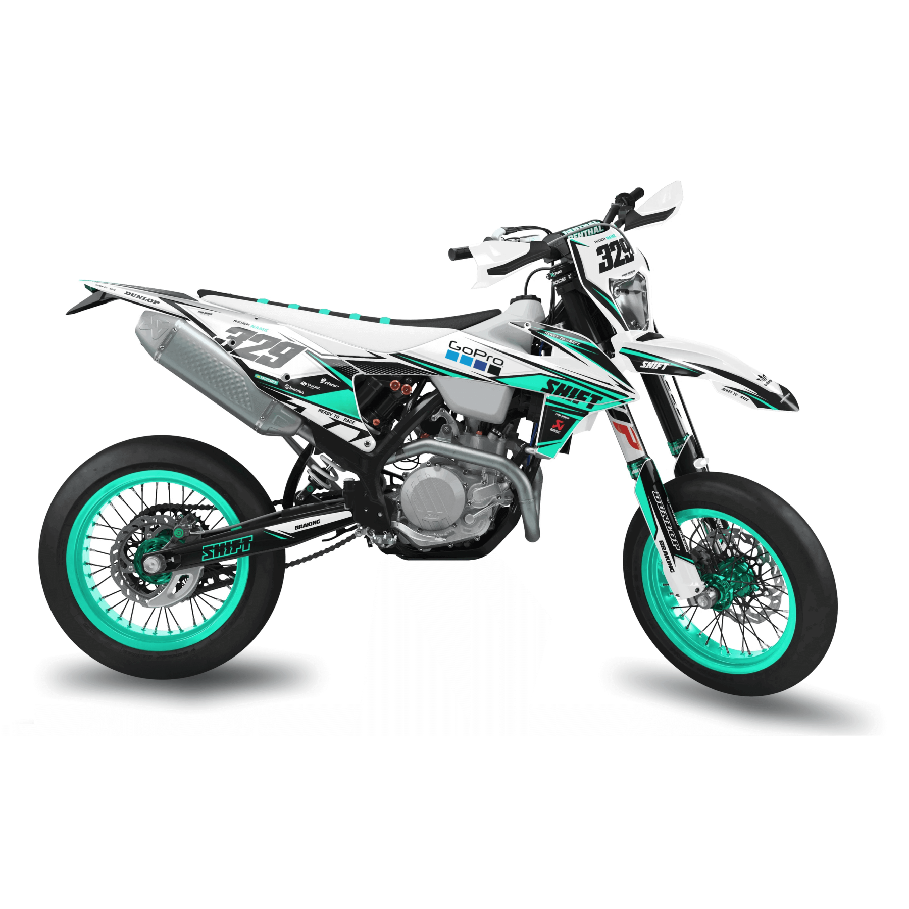KTM SUPERMOTO Full Graphics Kit | Alien Teal Attack