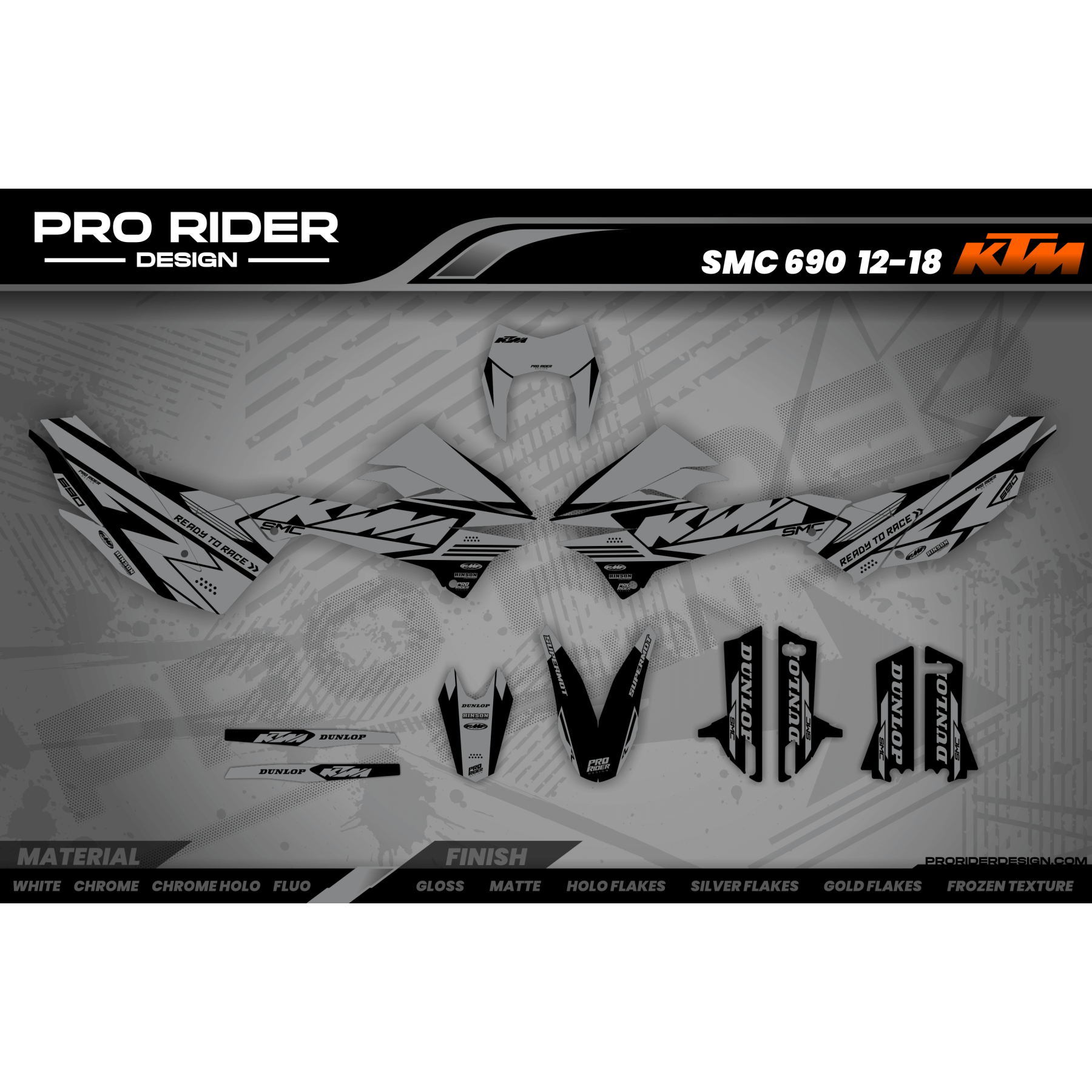 KTM SUPERMOTO Full Graphics Kit | Ready To Race black grey