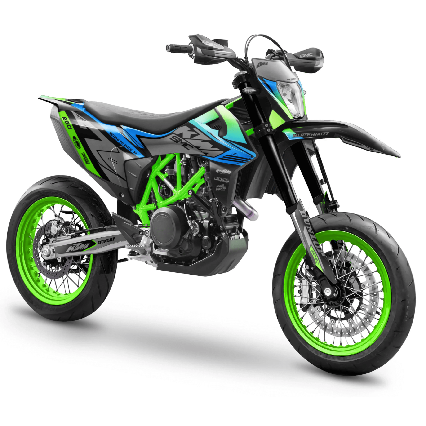 KTM SUPERMOTO Full Graphics Kit | Ready To Race green blue