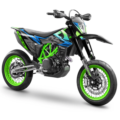KTM SUPERMOTO Full Graphics Kit | Ready To Race green blue
