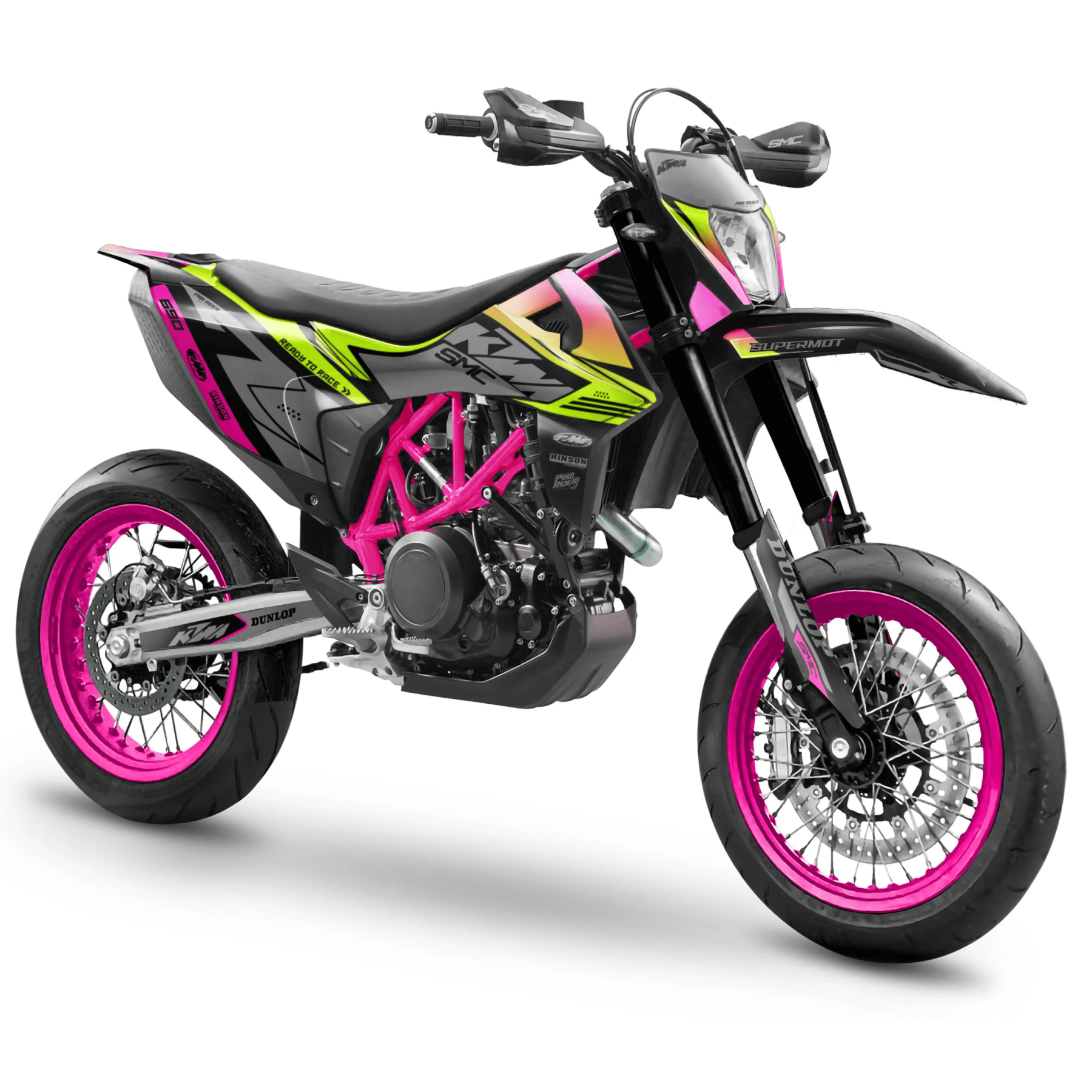 KTM SUPERMOTO Full Graphics Kit | Ready To Race pink yellow