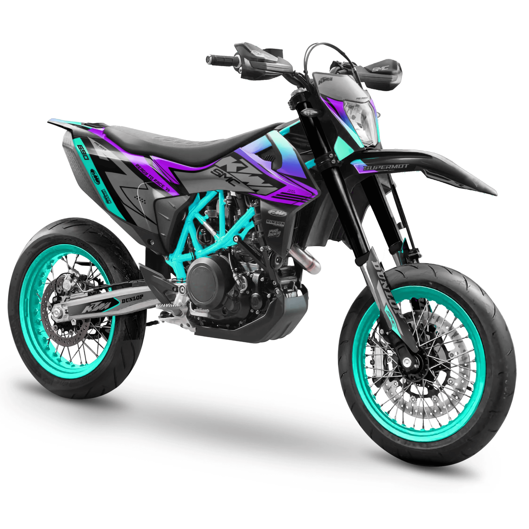 KTM SUPERMOTO Full Graphics Kit | Ready To Race teal purple